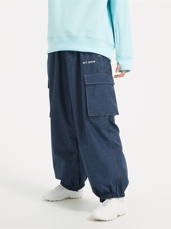 Snowbit denim ski hlače za unisex, vodootporne, otporne na vjetar, prozračne, s baršunastim punjenjem