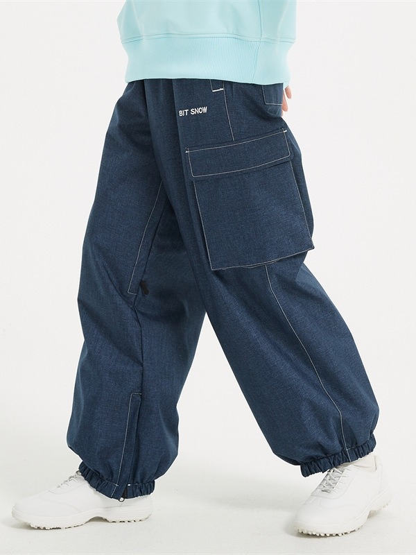 Snowbit denim ski hlače za unisex, vodootporne, otporne na vjetar, prozračne, s baršunastim punjenjem