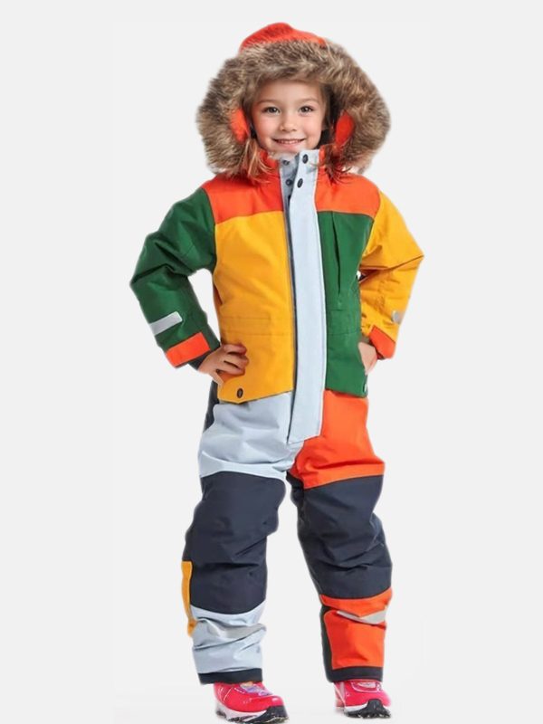 Gyerekeknek készült egyrészes síoverál, szélálló, vízálló, meleg, polár bélés, pamutkeverék anyag, modell 1886, uniszex