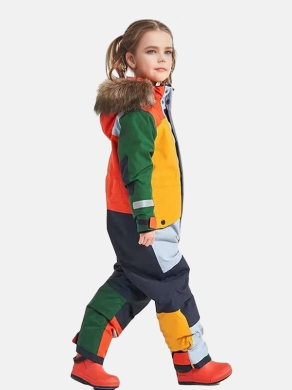 Gyerekeknek készült egyrészes síoverál, szélálló, vízálló, meleg, polár bélés, pamutkeverék anyag, modell 1886, uniszex