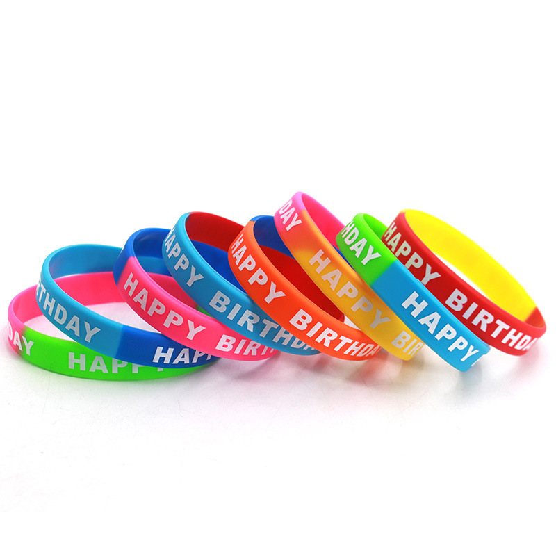 Szilikon születésnapi karkötő | kerek, uniszex design; logónyomtatás elérhető; sportos kiegészítő; 2025 őszi kiadás; rugalmas, kopásálló, hőálló (-40°C-tól 230°C-ig)