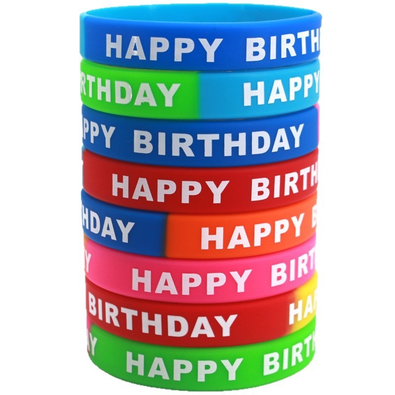 Szilikon születésnapi karkötő | kerek, uniszex design; logónyomtatás elérhető; sportos kiegészítő; 2025 őszi kiadás; rugalmas, kopásálló, hőálló (-40°C-tól 230°C-ig)