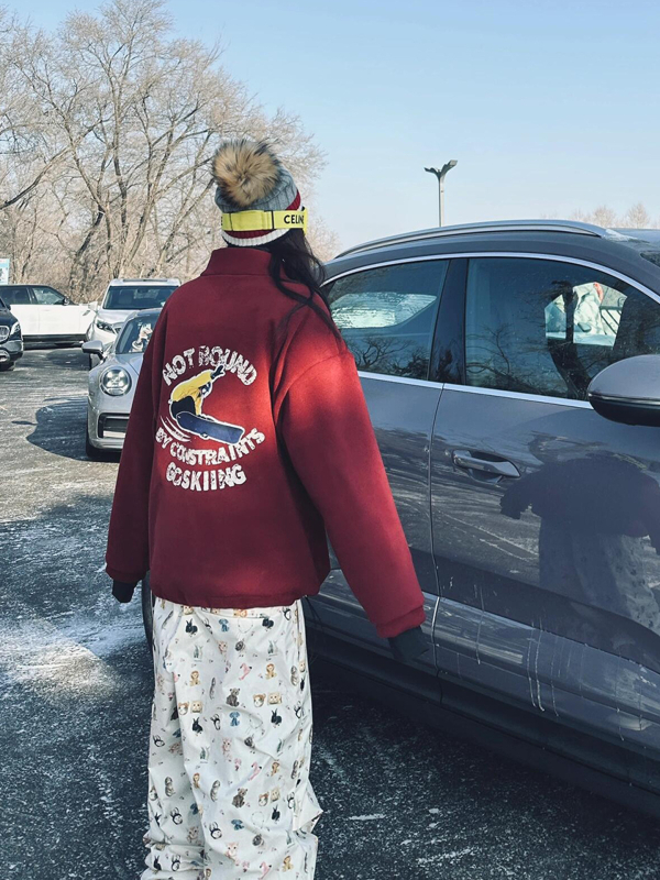 Női sínadrág elasztikus derékkal és macska- és kutyamintával, vízálló, szélálló, kopásálló, Heattech szigeteléssel