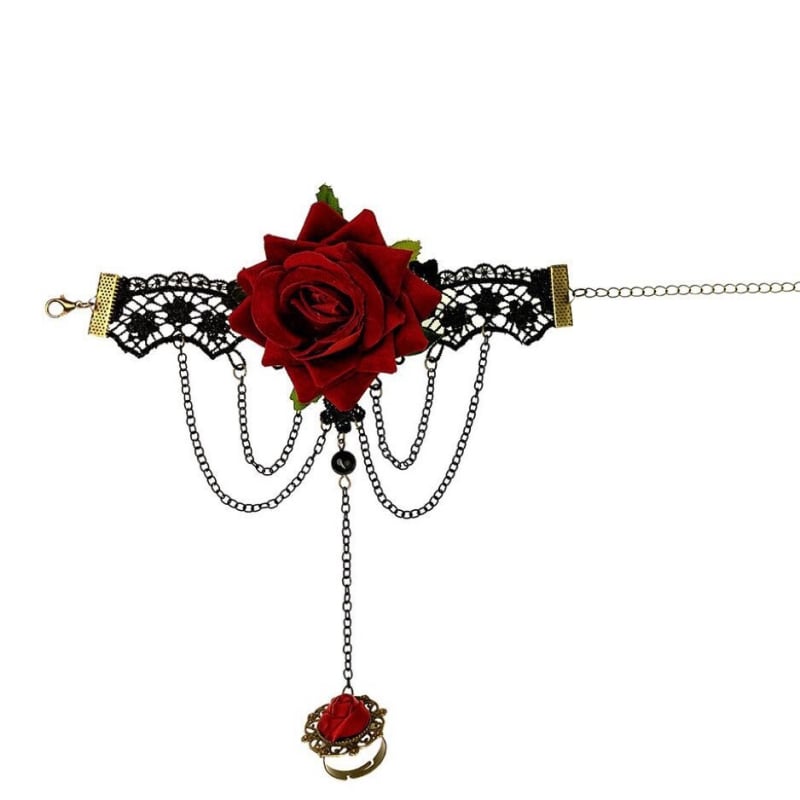 Kézre szóló ékszer: csipke rózsa motívum, gótikus stílus; Anyag: szövet; Eredet: Yiwu