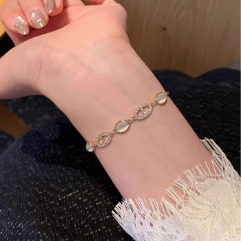 Brățară cu piatră ochi de pisică, cupru placat cu aur, electroplatată, Star Ornament, accesoriu de modă feminin