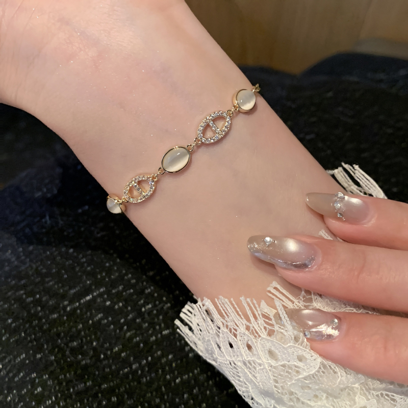 Brățară cu piatră ochi de pisică, cupru placat cu aur, electroplatată, Star Ornament, accesoriu de modă feminin