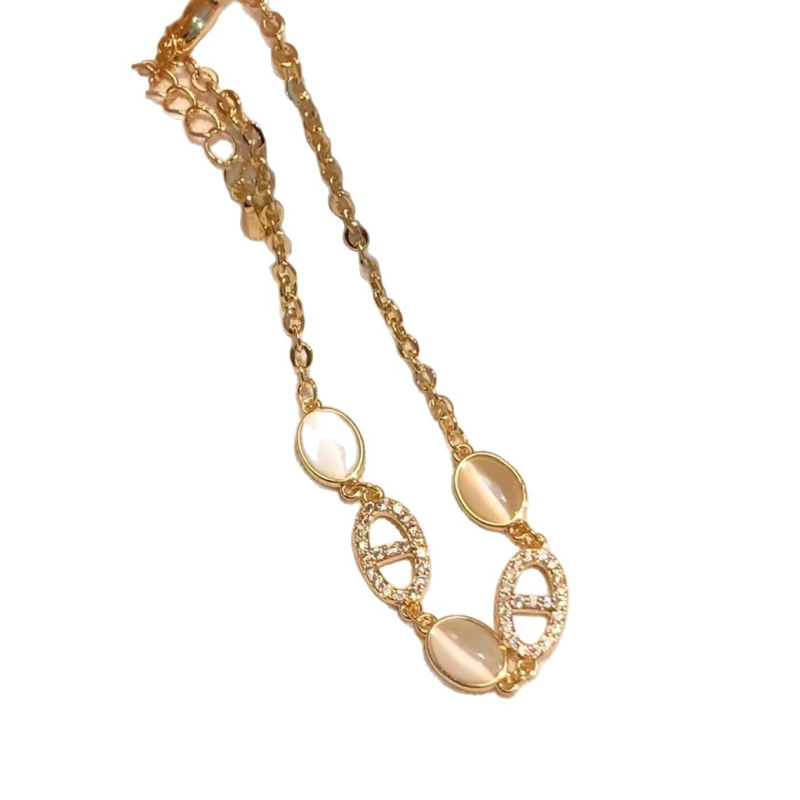 Brățară cu piatră ochi de pisică, cupru placat cu aur, electroplatată, Star Ornament, accesoriu de modă feminin