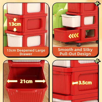 Guļamistabas uzglabāšanas kumode ar 4 plauktiem, PP materiāls, pārvietojams, moderns minimālisma stils