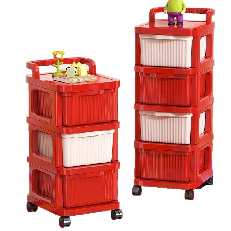 Guļamistabas uzglabāšanas kumode ar 4 plauktiem, PP materiāls, pārvietojams, moderns minimālisma stils