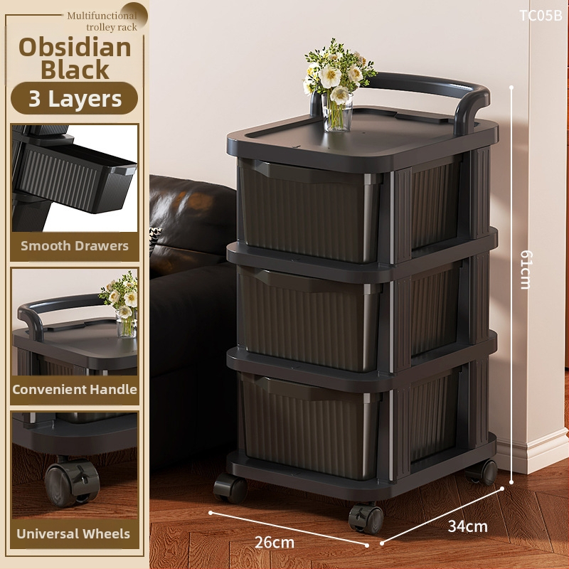 Guļamistabas uzglabāšanas kumode ar 4 plauktiem, PP materiāls, pārvietojams, moderns minimālisma stils