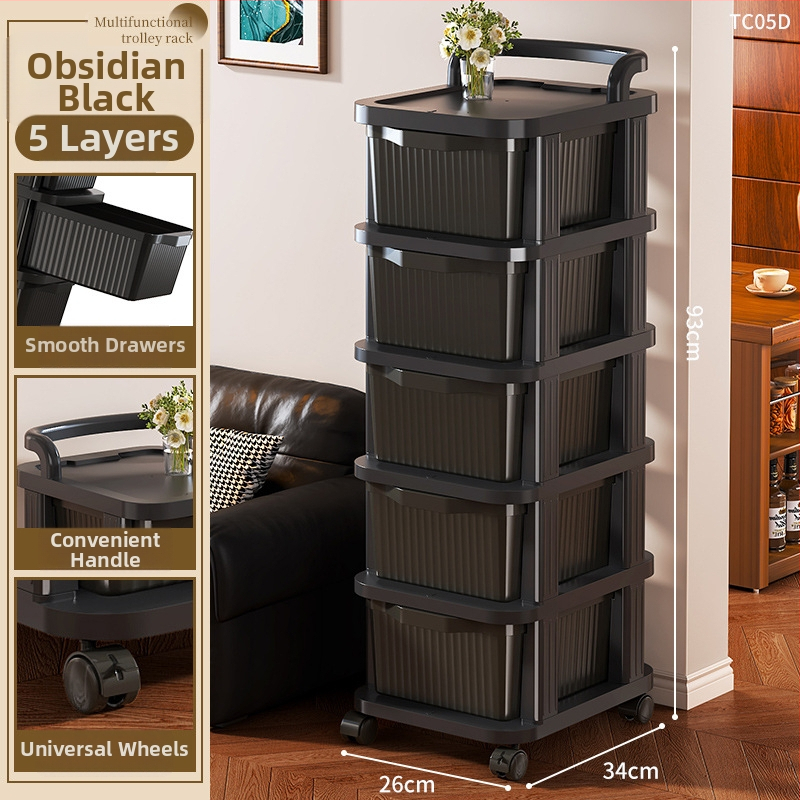 Guļamistabas uzglabāšanas kumode ar 4 plauktiem, PP materiāls, pārvietojams, moderns minimālisma stils