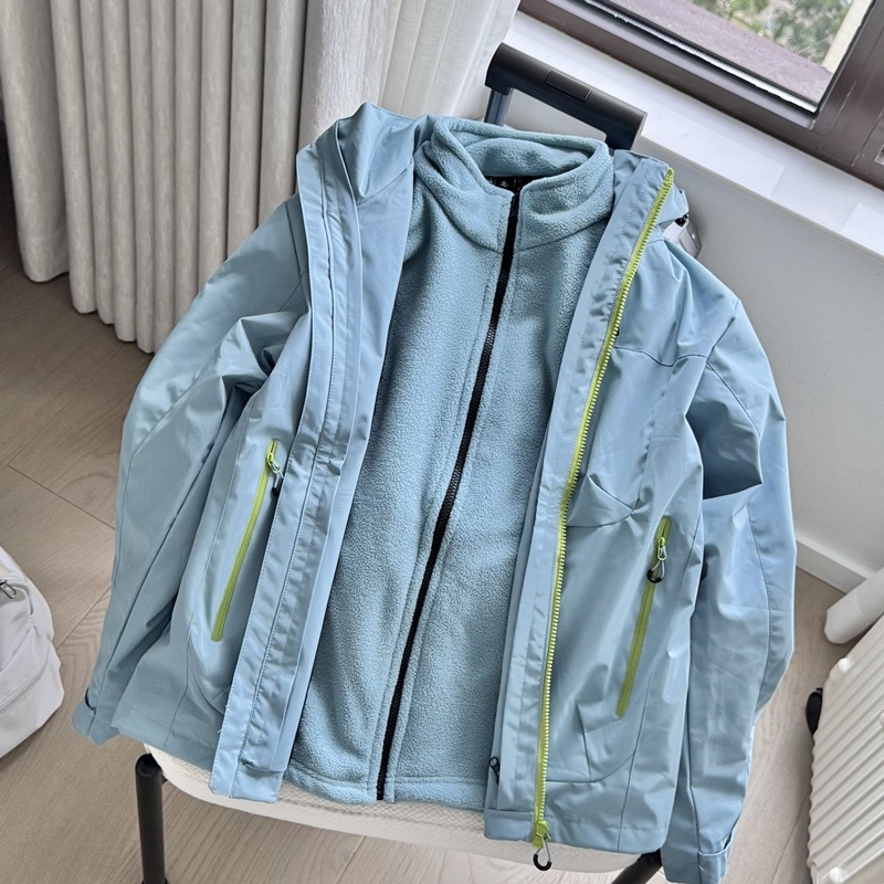 Uniszex három az egyben sídzseki: fleece-betétes, vastag Softshell, pamutkeverék anyag, szélálló és vízálló