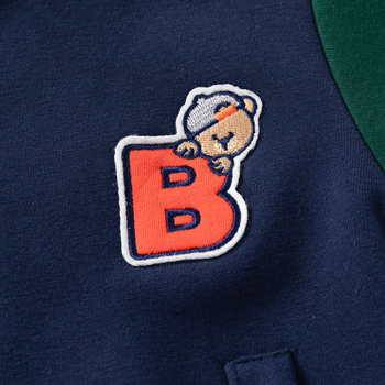 Dječja jakna za dječake sa zatvaračem na zip i fleece podstavom, tkanina od pamut-mešavine, okrugli ovratnik, dugi rukavi, kratak kroj, crtani uzorak, za jesen, uzrast 3–8 godina