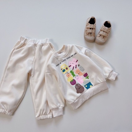 Dječji dvodijelni set: sweatshirt i hlače, jesen 2025, korejski stil, dugi rukavi, bez kapulje, glavna tkanina pamuk 70%, za djecu 3–8 godina