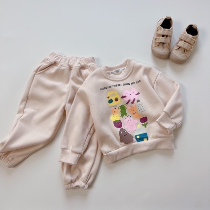 Dječji dvodijelni set: sweatshirt i hlače, jesen 2025, korejski stil, dugi rukavi, bez kapulje, glavna tkanina pamuk 70%, za djecu 3–8 godina