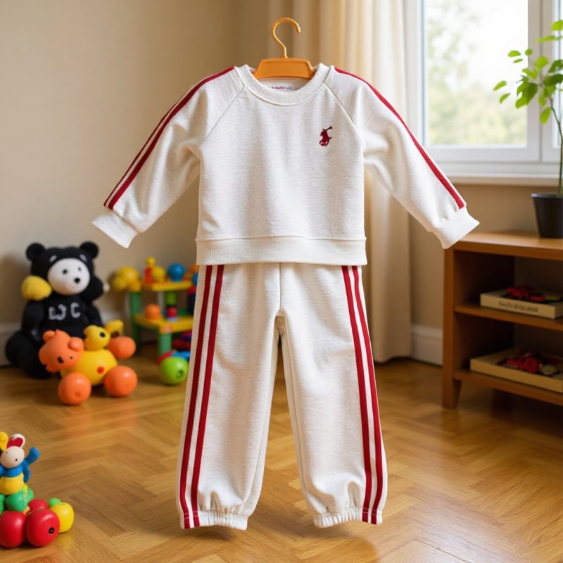 Dječji zimski dvodijelni set za novorođenčad (0–1 godina): fleece podstava, izvezeni patchwork, ležerni sportski stil, top s dugim rukavom bez kapucaje i hlače, od pamuka 50–70%.