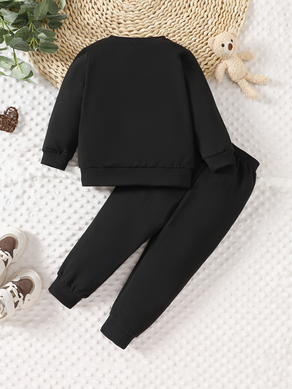 Detský dvojdielny set so zipsom: mikina bez kapucne s potlačou medveďa a tepláky s potlačou medveďa; potlač medveďa; dlhé rukávy; zips; 95% polyester