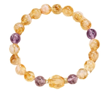 Karkötő – citrin kristály, ametiszt kő, réz díszítés (Eredet: Donghai County, Lianyungang; Ősz 2024 megjelenés; Könnyed luxus)
