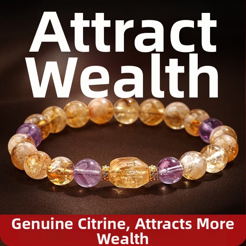 Karkötő – citrin kristály, ametiszt kő, réz díszítés (Eredet: Donghai County, Lianyungang; Ősz 2024 megjelenés; Könnyed luxus)