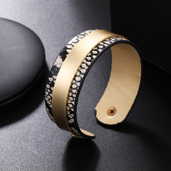 Ādas sieviešu aproce ar atvērtu C formas dizainu, pielāgojama, vasaras 2024 izlaidums