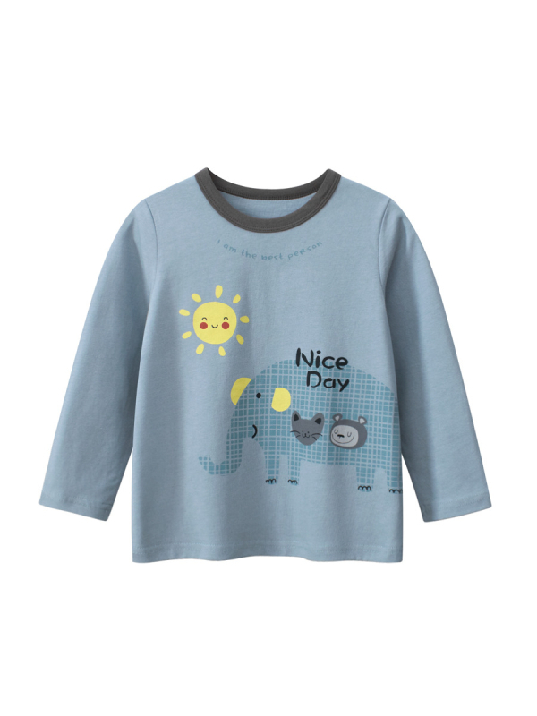 27KIDS dječji T-šorc, korejski stil, dugi rukav, okrugli izrez, 100% pamuk
