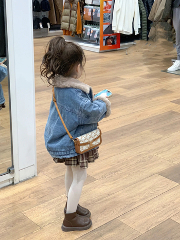 Dječja džins jakna s toplom fleece podstavom, korejskog stila, bez kapulje, dugi rukavi