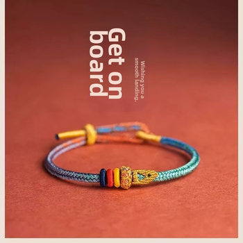 Põimitud köis käevõru eksami õnne talismaniga, unisex, looduslik stiil, kootud, 2025. kevad, eraldi pakend