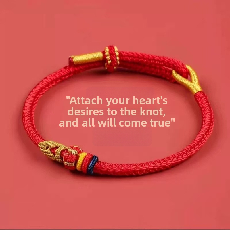 Náramok zo šnúry so skúškovým šťastím, unisex, prírodný štýl, pletený, jar 2025, individuálne balenie