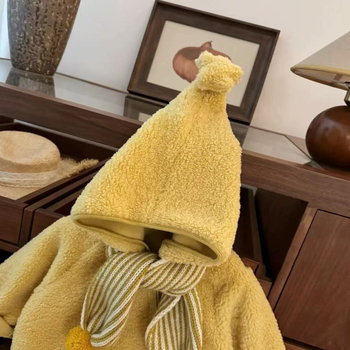 Dječji zimski kaput za djevojčice s debelim pamukom, kapuljačom, pulover krojem, srednja duljina, jednofarban, za uzrast 3–8 godina