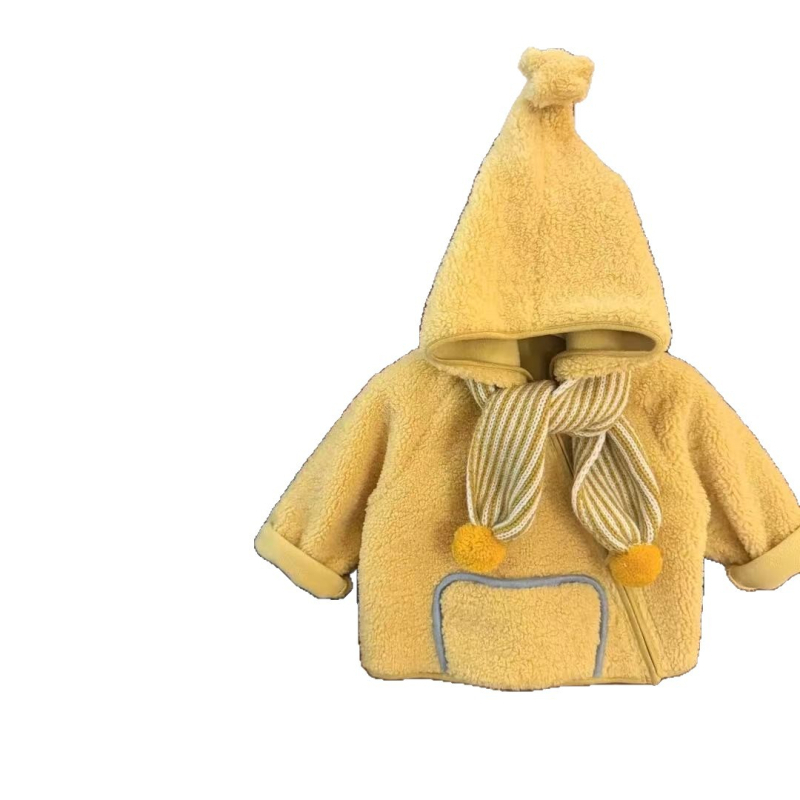 Dječji zimski kaput za djevojčice s debelim pamukom, kapuljačom, pulover krojem, srednja duljina, jednofarban, za uzrast 3–8 godina