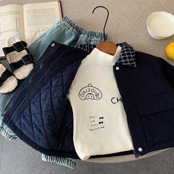 Dječja prešivana jakna, 100% pamuk, zatvarač, dugi rukavi, zima 2025, za djecu od 3 do 8 godina