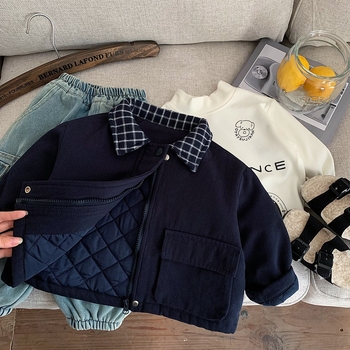 Dječja prešivana jakna, 100% pamuk, zatvarač, dugi rukavi, zima 2025, za djecu od 3 do 8 godina