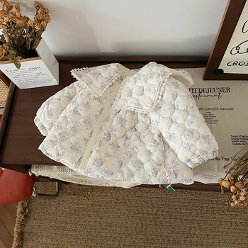 Dječja jakna s cvjetnim uzorkom, vanjska tkanina 100% pamuk, podstava 100% poliester, zatvarač