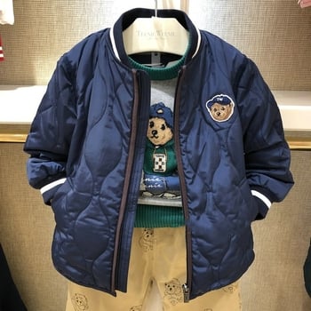 Jachetă de iarnă pentru băieți, stil coreean, material principal din acetat 100%, mâneci lungi, fără glugă, pentru copii 3–8 ani, sezon iarnă 2024.