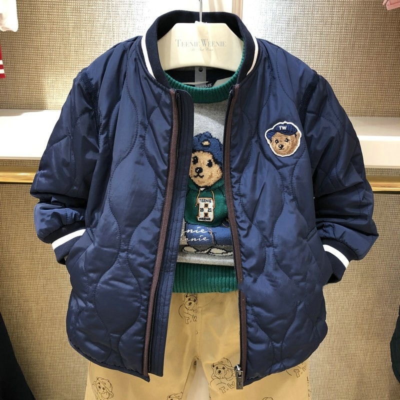 Jachetă de iarnă pentru băieți, stil coreean, material principal din acetat 100%, mâneci lungi, fără glugă, pentru copii 3–8 ani, sezon iarnă 2024.