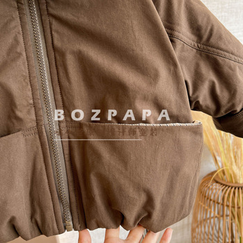 Dječja zimska jakna s kapuljom — prešivena, vanjski materijal 100% pamuk, zatvarač, poliester podstava, dugi rukavi