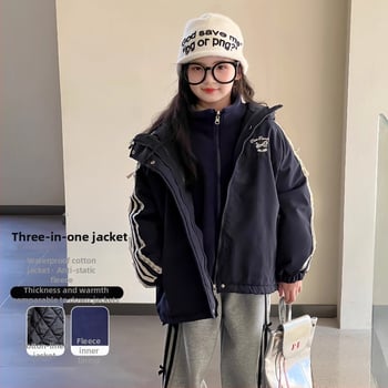 Dječja zimska jakna za djevojčice s 3-u-1 odvojivom složenom izolacijom, kapuljačom, vodootporna, debela (zima 2025)