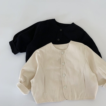 Dječja jakna u korejskom stilu, 100% pamuk, jesen, okrugli ovratnik, zatvaranje na dugmiće
