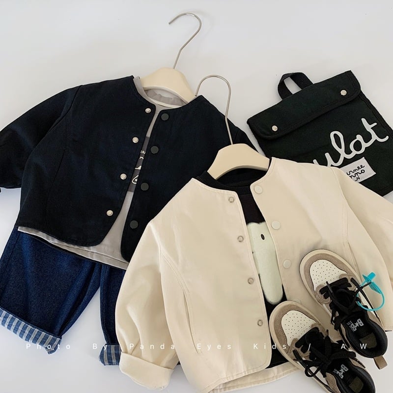 Dječja jakna u korejskom stilu, 100% pamuk, jesen, okrugli ovratnik, zatvaranje na dugmiće