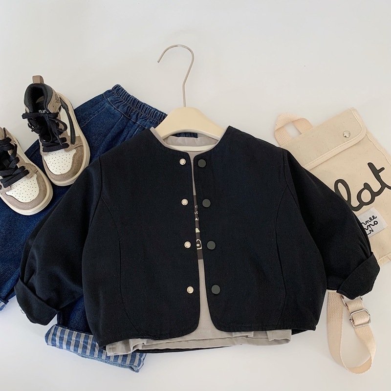 Dječja jakna u korejskom stilu, 100% pamuk, jesen, okrugli ovratnik, zatvaranje na dugmiće