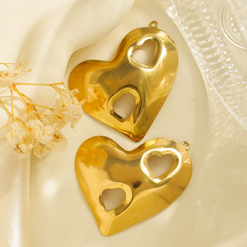 DIY аксесоари – Неръждаема стомана, прорязано сърце висулка, покритие (Модел YL-TP1443; Материал: Неръждаема стомана; Обработка: Платина; Узор: Сърце; Стил: Литературно ретро)
