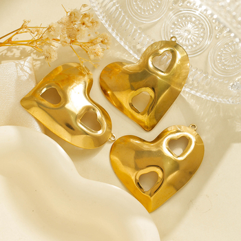 DIY аксесоари – Неръждаема стомана, прорязано сърце висулка, покритие (Модел YL-TP1443; Материал: Неръждаема стомана; Обработка: Платина; Узор: Сърце; Стил: Литературно ретро)