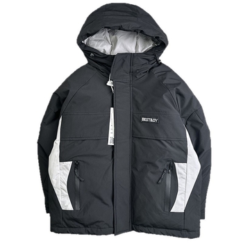 Gyerekeknek kapucnis pehelydzseki, töltet kacsa pehely 86–90%, lazó szabás, külső nylon, bélés poliészter, cipzár, tél 2025