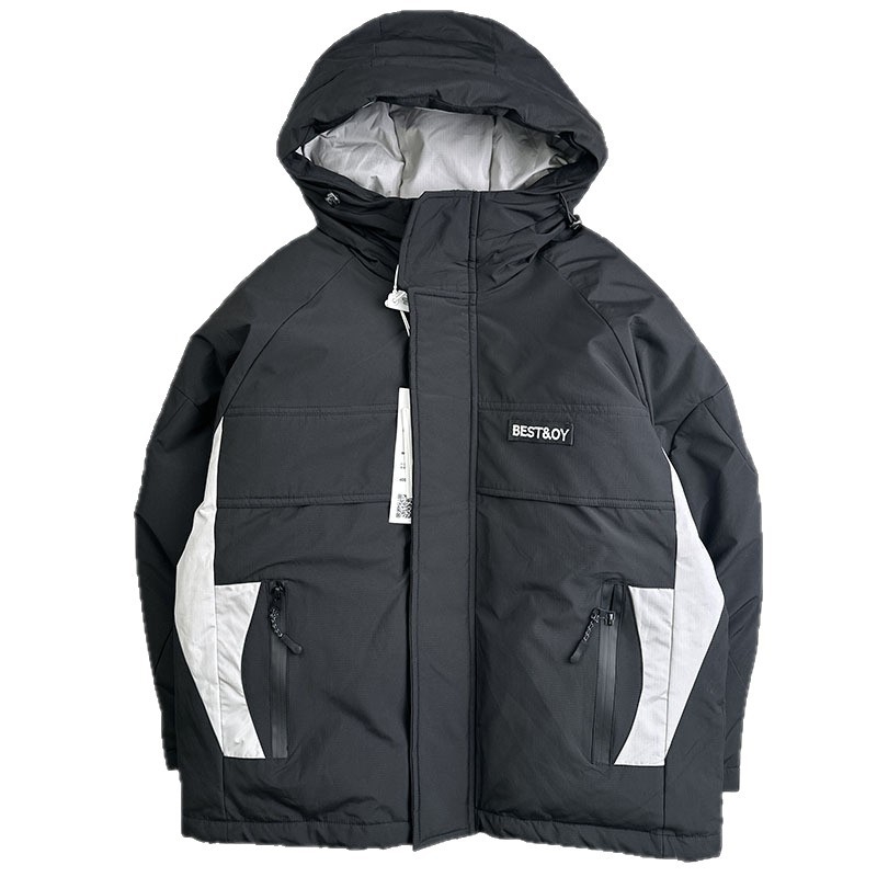 Gyerekeknek kapucnis pehelydzseki, töltet kacsa pehely 86–90%, lazó szabás, külső nylon, bélés poliészter, cipzár, tél 2025