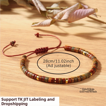 Käsitöö boheemlase punutud käevõru looduslike kividega, reguleeritav köis