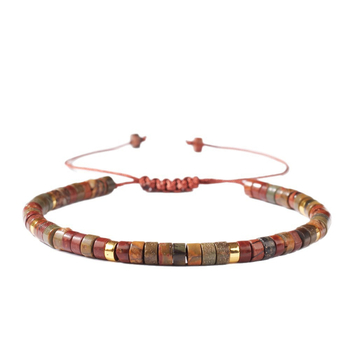 Käsitöö boheemlase punutud käevõru looduslike kividega, reguleeritav köis