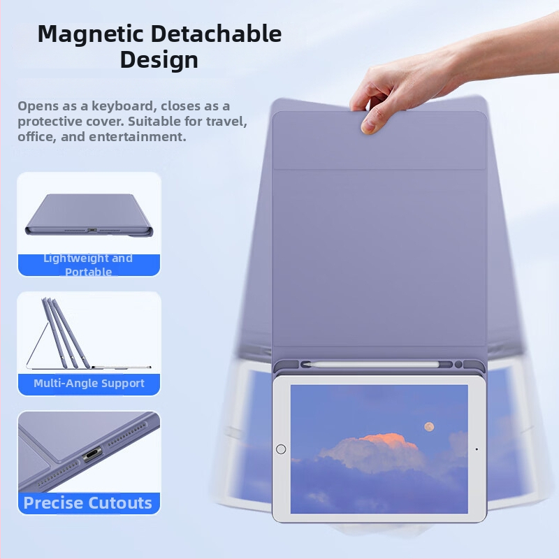 Puzdro s klávesnicou pre iPad 10. generáciu, Bluetooth klávesnica, magnetické odpojenie, matný TPU