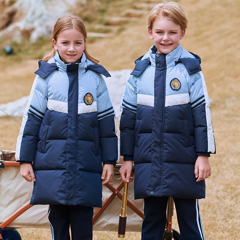 Bērnu ziemas divdaļīga skolas uniforma ar kapuci un rāvējslēdzēju, korejiešu stilā, zēniem 8+ gadi, augums virs 140 cm