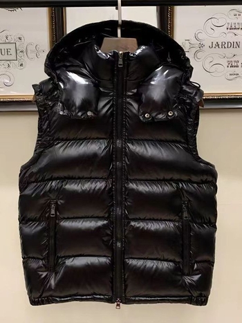 Унисекс пухена жилетка с качулка, сваляема яка, цип, дебела изолация, пълнеж: пух от бяла патица