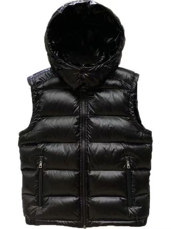 Унисекс пухена жилетка с качулка, сваляема яка, цип, дебела изолация, пълнеж: пух от бяла патица